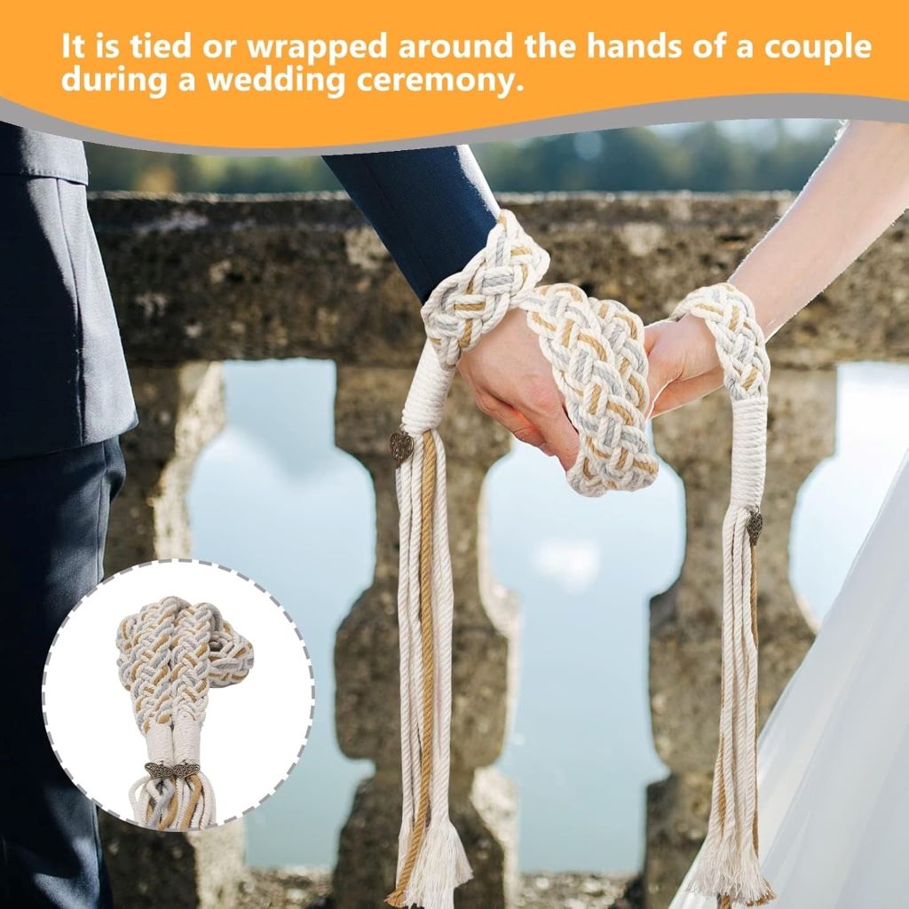 Gmwjinq Wedding Lasso Handfasting Cord for Wedding in Natural Cotton Lazos para Boda Wedding Cord Traditional Celtic Pattern
