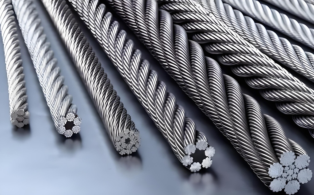 What is the most widely used material for wire rope?