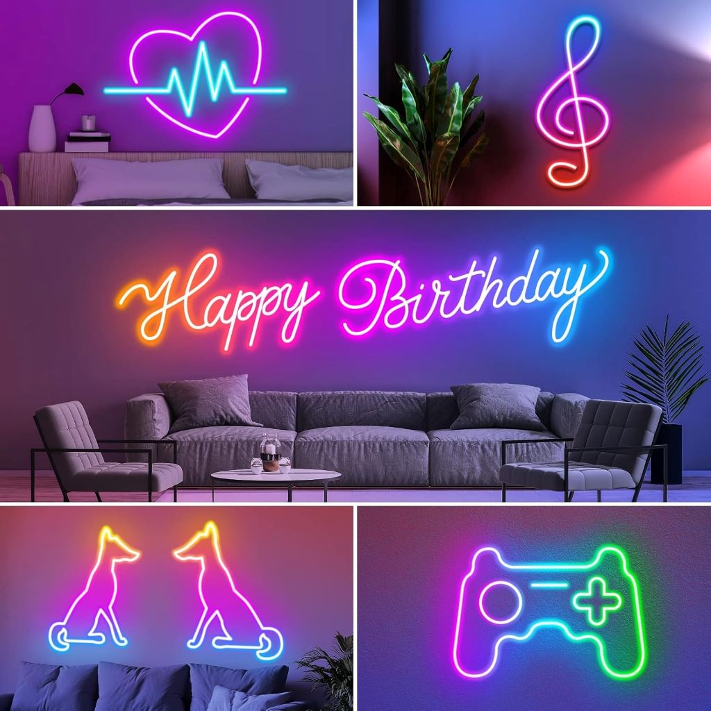Close-up of AILBTON 20ft RGB neon rope lights in action, highlighting dynamic color transitions and smart control options
