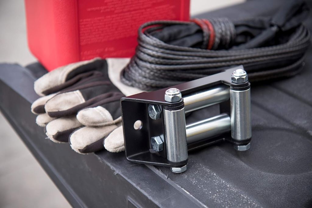 Champion 20009 Roller Fairlead with four steel rollers, compatible with 3500 lb ATV/UTV winches using wire cable