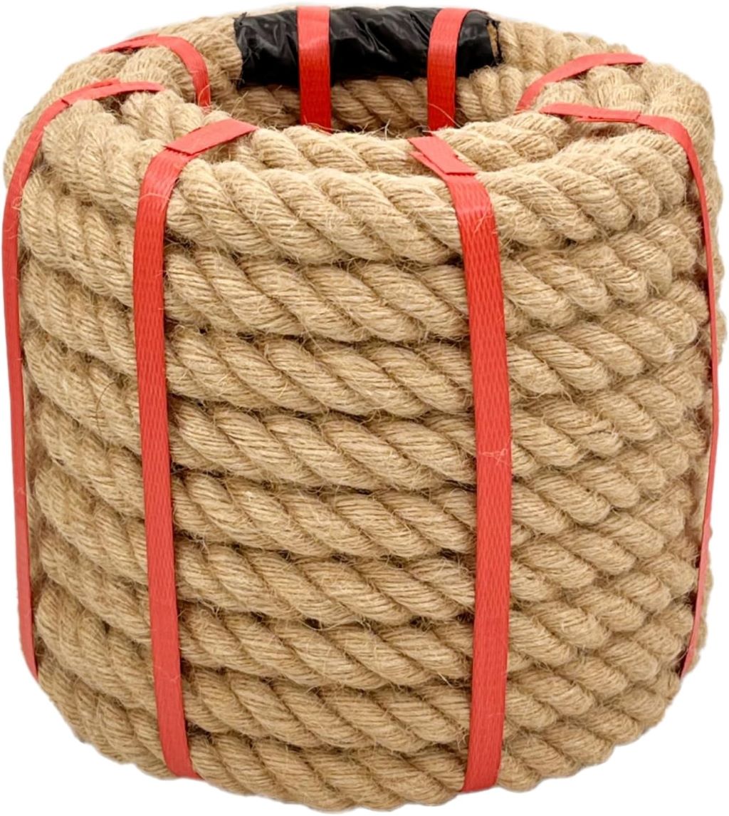 Strong 50-ft hemp rope from Chmentnanza displayed for heavy-duty outdoor and craft applications.