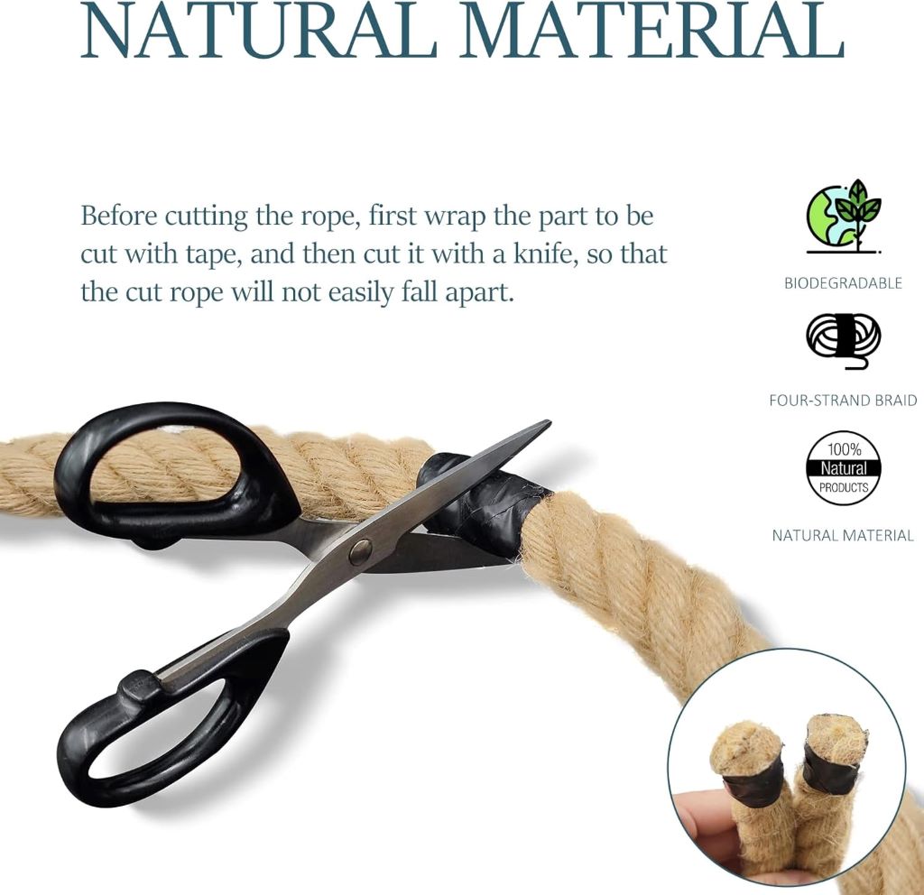 Chmentnanza 1-inch hemp rope coiled neatly, showing its strength and versatility for outdoor and craft projects.