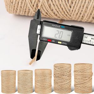 Roll of DimiGlobal natural brown jute twine, thick and thin strands, suitable for crafting and gardening use