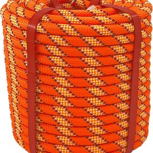 Ezjsdltech black 1/2 inch x 100ft braided polyester arborist rope with 48 strands for outdoor rigging.