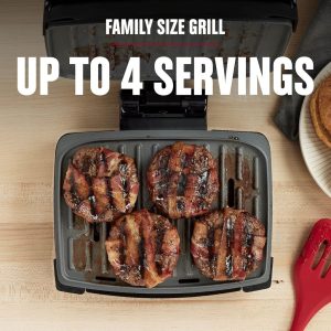 Sleek George Foreman grill on countertop with caption overlay: Dishwasher-Safe Nonstick—Worth the Hype?