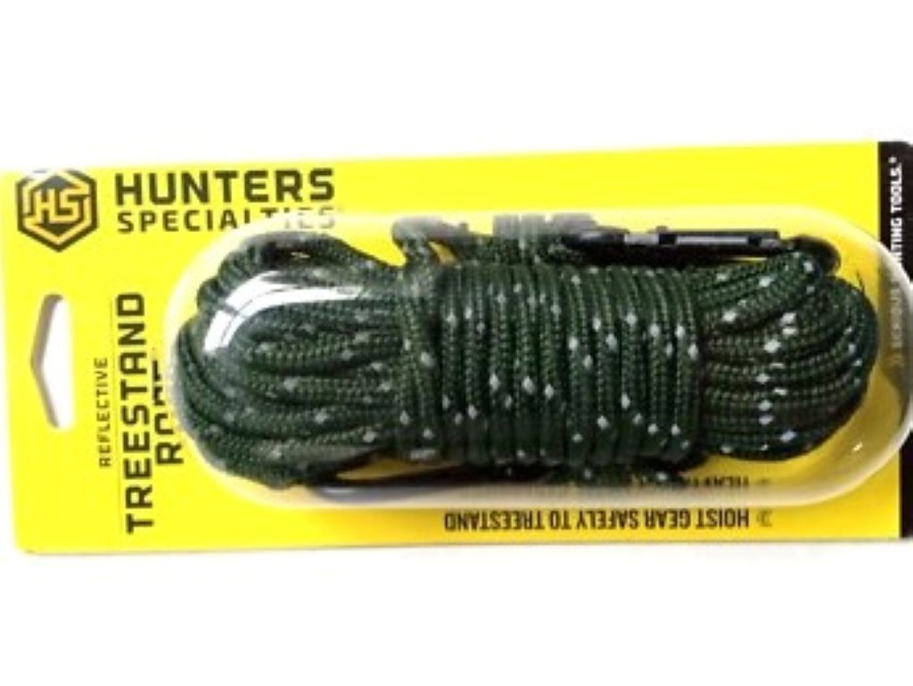 Close-up of a 30ft treestand rope from Hunters Specialties, designed for large-diameter tree use.