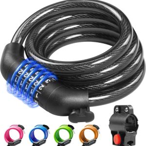 KEYSTP bike lock attached to bike seat post, featured in review exploring its value, security features, and ease of use.