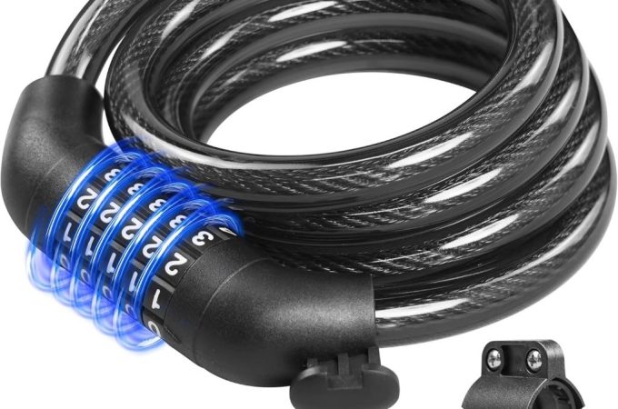 KEYSTP bike lock attached to bike seat post, featured in review exploring its value, security features, and ease of use.
