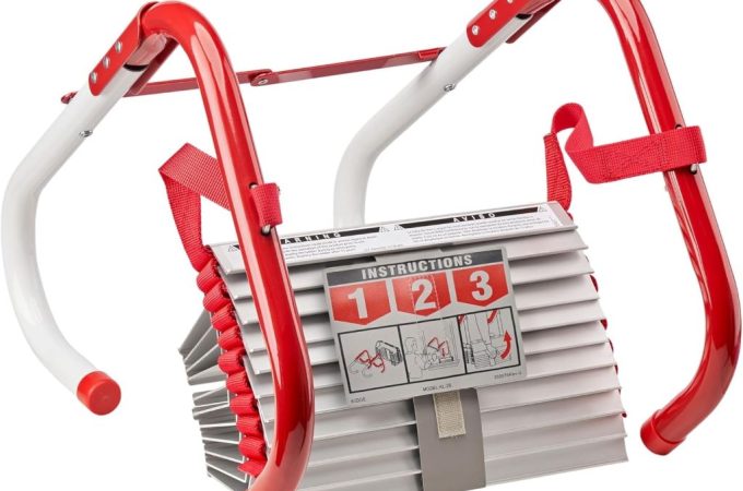 Kidde 2-Story Fire Escape Ladder hanging from a second-story window