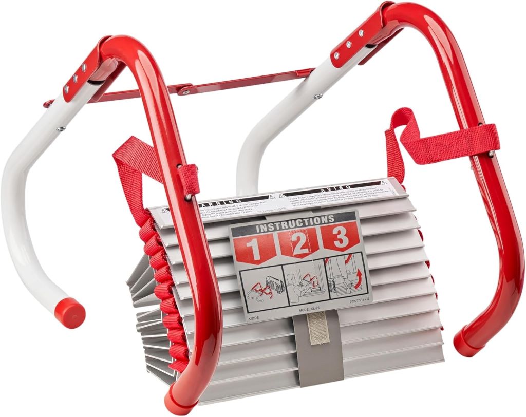 Kidde 2-Story Fire Escape Ladder hanging from a second-story window