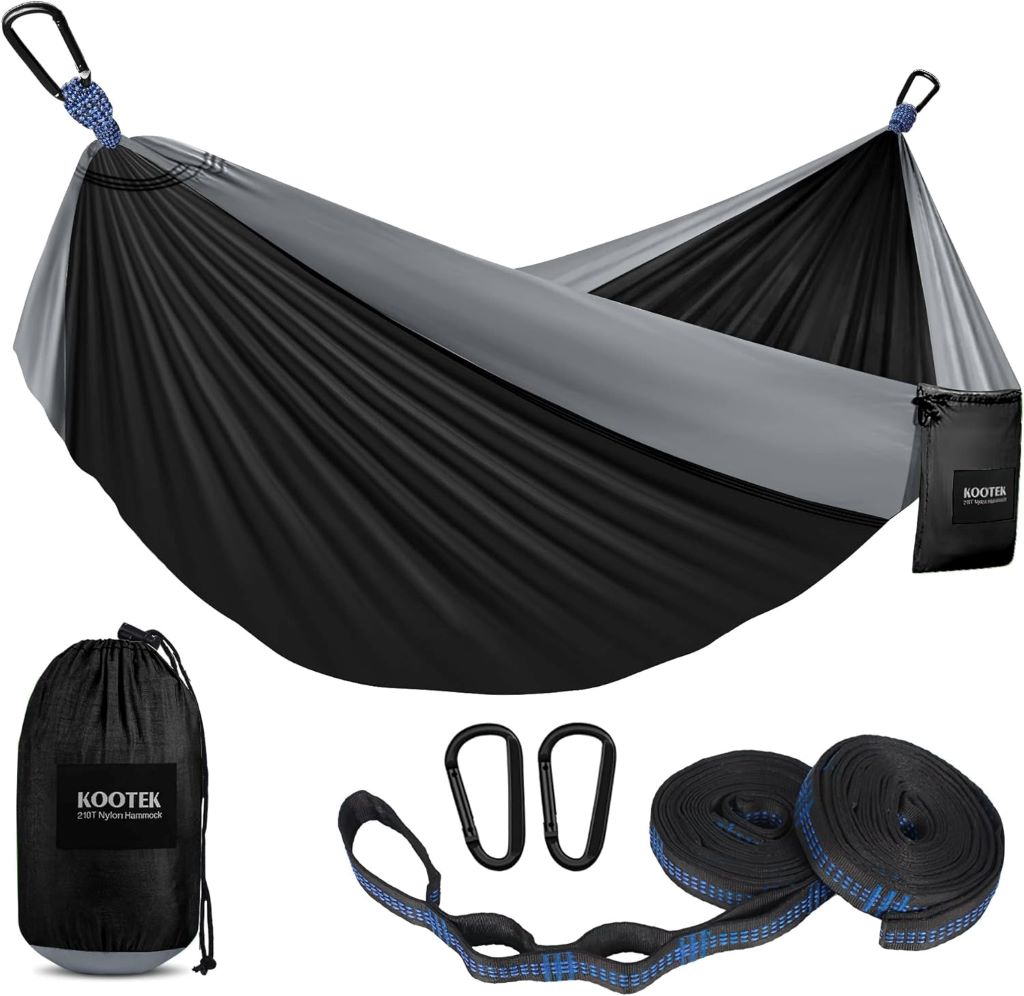 Durable Kootek hammock with tree straps and attached bag – expert-reviewed for comfort, portability, and camping reliability.