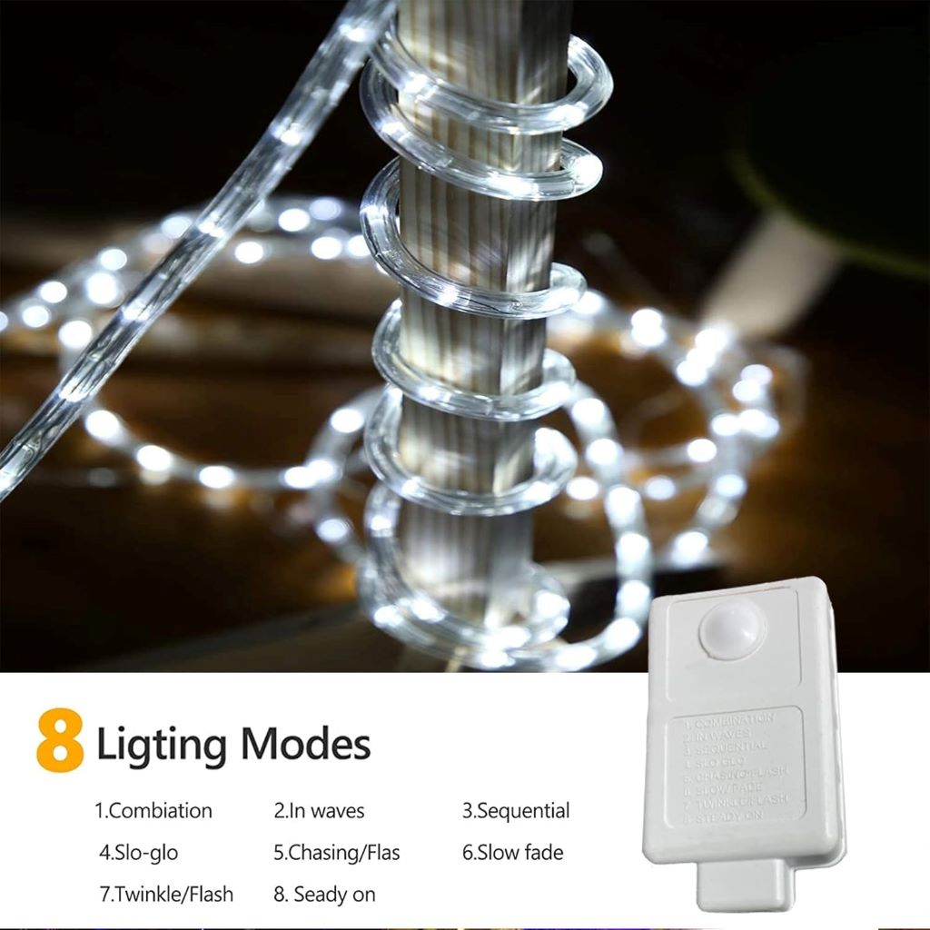 Jnaurb 100ft waterproof LED rope lights coiled neatly, highlighting multicolor glow and durable outdoor-ready design.