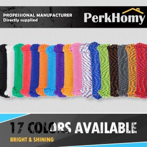 90 ft white nylon-poly rope, 1/4 inch (7mm) – strong utility cord for flagpoles, clotheslines, camping, climbing, and tying knots.