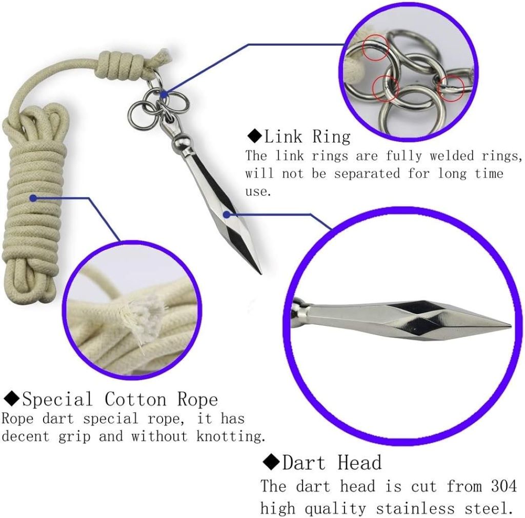 Dynamic shot of PHYSKOW rope dart in motion, showcasing fluid kungfu technique with soft impact training ball.