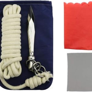Close-up of PHYSKOW rope dart meteor hammer highlighting durable rope and cushioned ball for martial arts training.