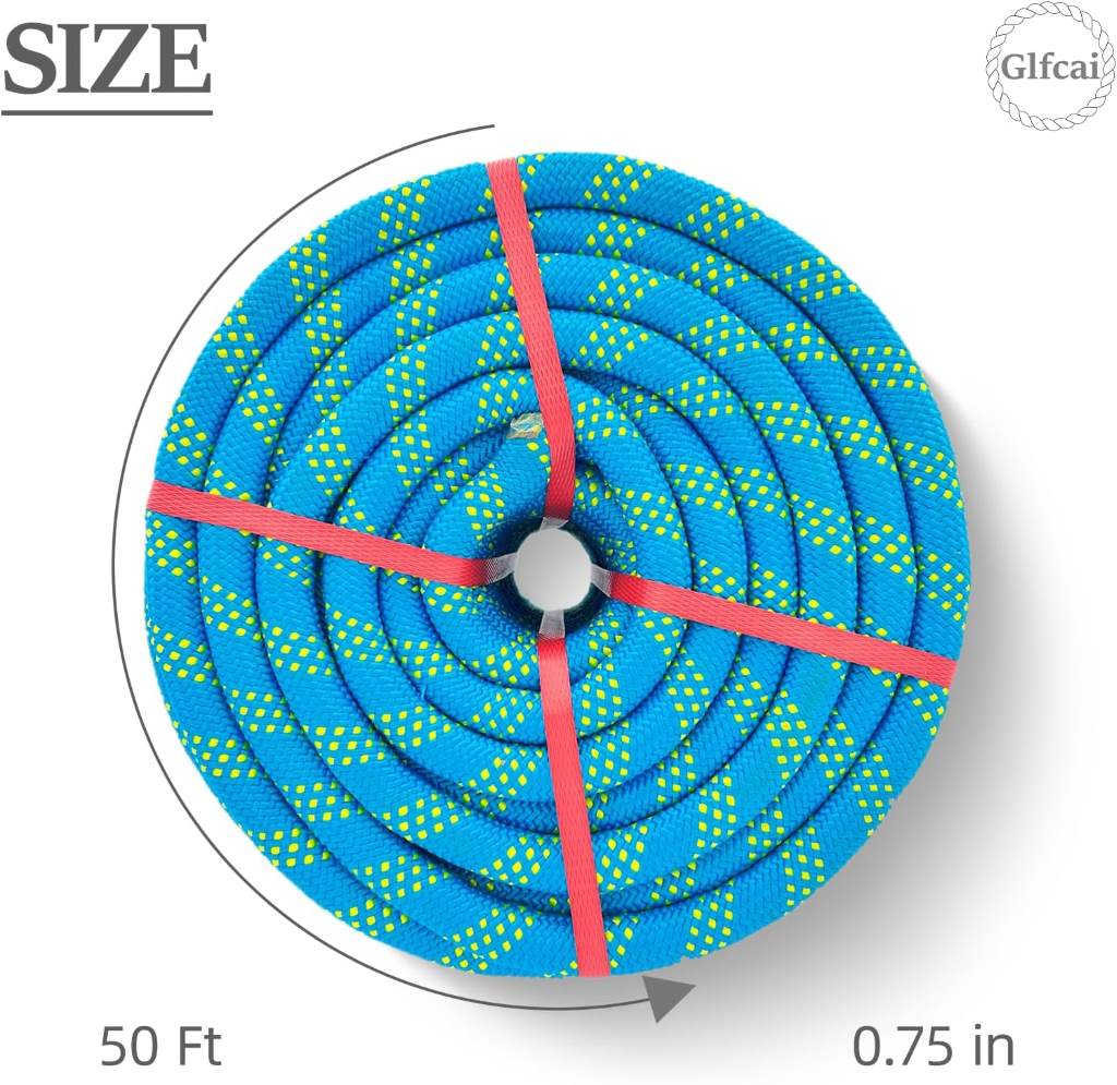 Durable polyester braided bull rope, 200 ft long, designed for outdoor climbing and tree work