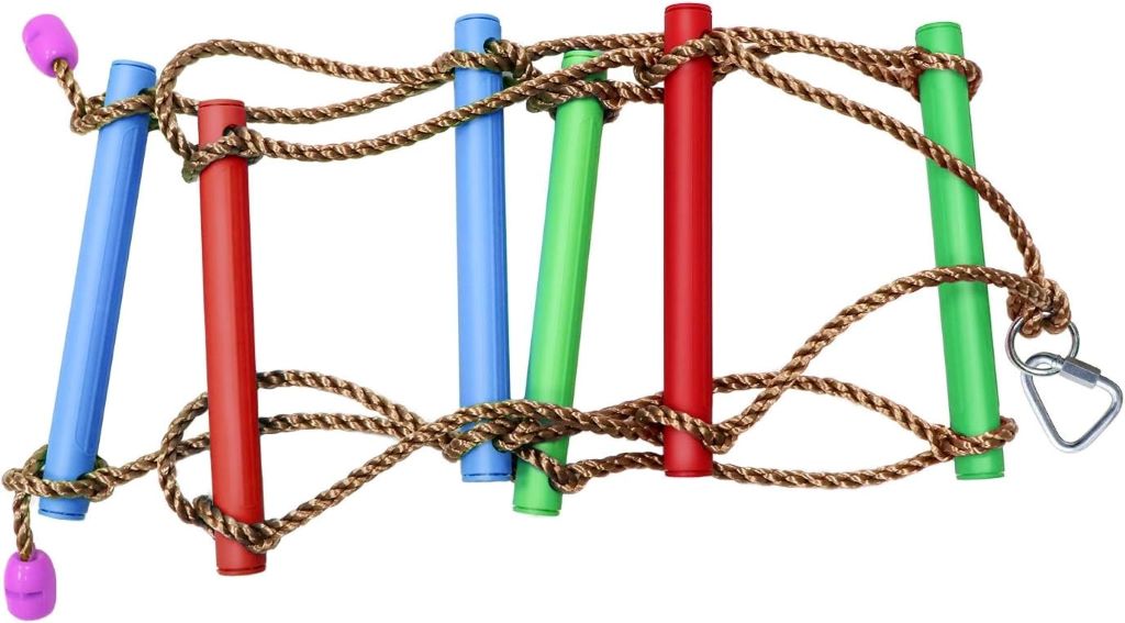 Rainbow Craft 6.6FT ninja rope ladder for kids’ climbing and obstacle courses.