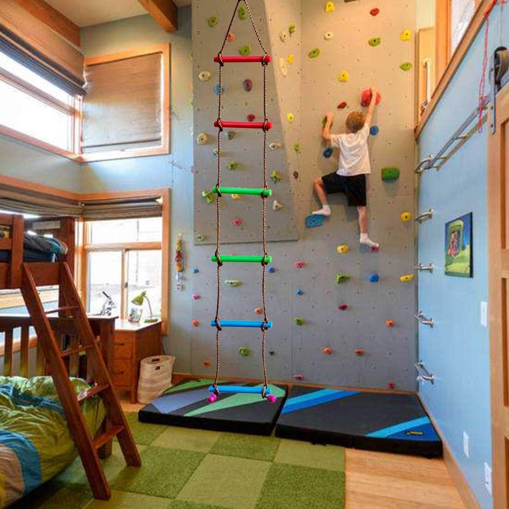 Durable 6.6FT rope ladder by Rainbow Craft, perfect for outdoor play and fun.