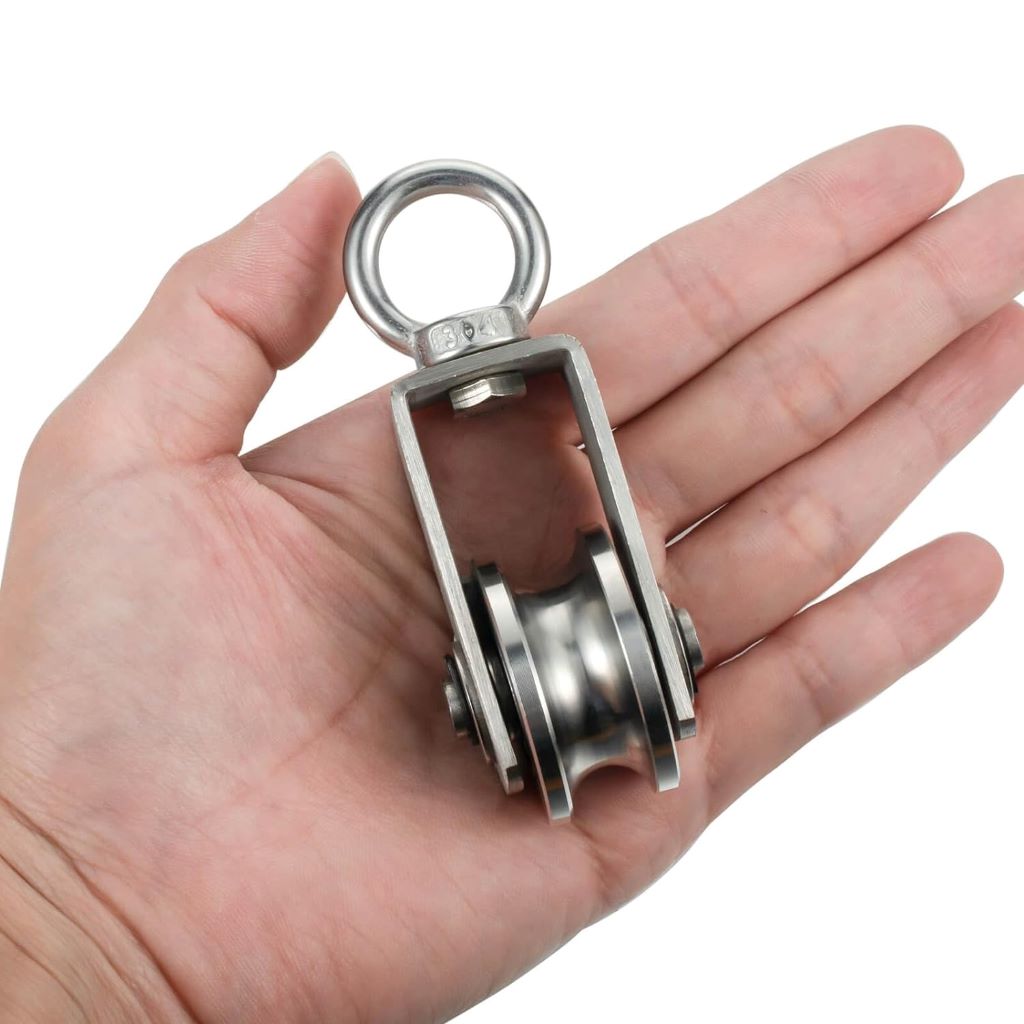 Durable stainless steel pulley wheels with bearings – perfect for DIY gym setups or outdoor clotheslines