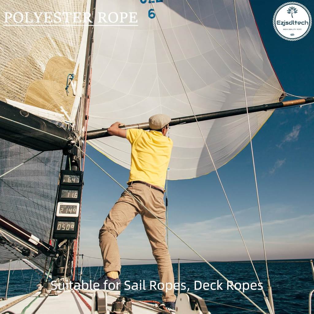 Professional-grade rigging rope showing tight 48-strand braid pattern for durability