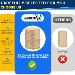 Eco-friendly Vanhench jute twine roll with 805 feet of natural fiber – featured in honest reviews and expert tips for everyday use.