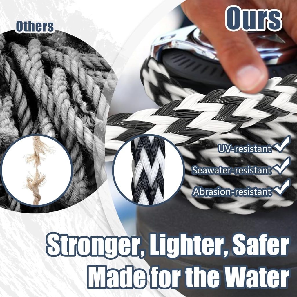 Vortexain 60ft boat tow rope with bright floating design, suitable for towing tubes and water sports