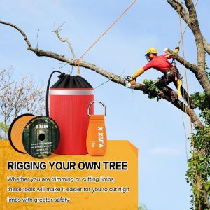 XBEN Arborist Throw Line Kit with 150ft rope and multiple throw weights, ideal for tree climbing and rigging.