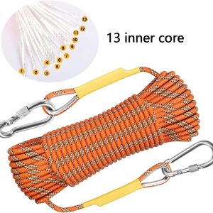Long XBEN climbing rope stretched out, highlighting strength and versatility for climbing and emergency use.