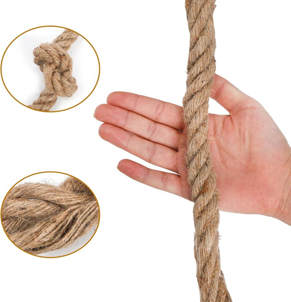 ZENFUN thick hemp manila rope coiled neatly, durable and natural fiber for outdoor and indoor use.