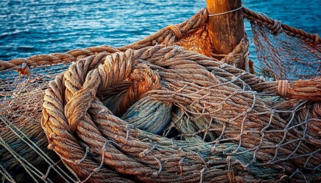 Modern and traditional fishing ropes highlighting advancements in rope design and strength