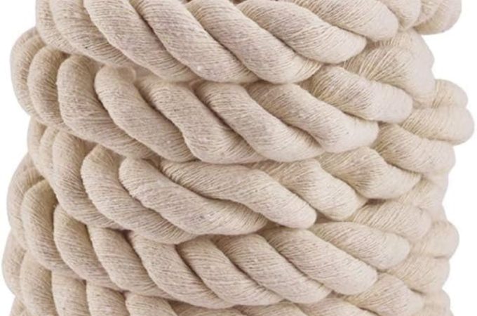 Faxco 10ft natural twisted cotton rope triple-strand for sports, crafts, and outdoor use