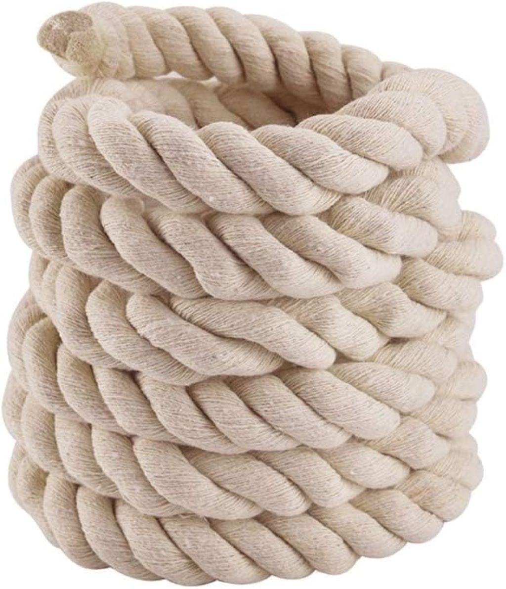 Faxco 10ft natural twisted cotton rope triple-strand for sports, crafts, and outdoor use