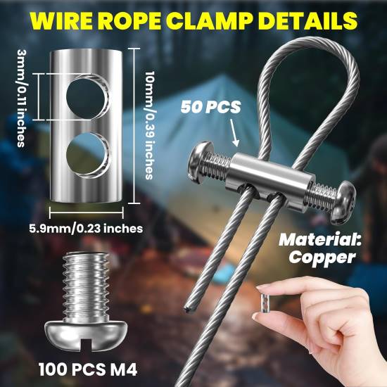 Lustaled 10Pcs Reusable Wire Rope Clamps