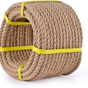 MKMJ 1/2 inch x 100Ft natural jute hemp rope for swings, crafts, hammocks, and outdoor heavy duty use