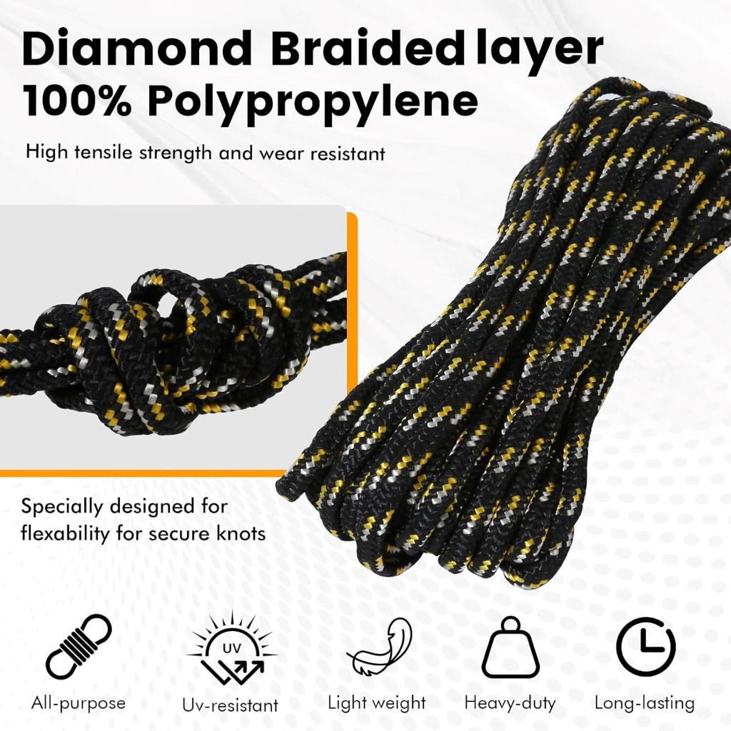 Strong and versatile MaxxHaul diamond braided rope, resistant to sunlight and weather