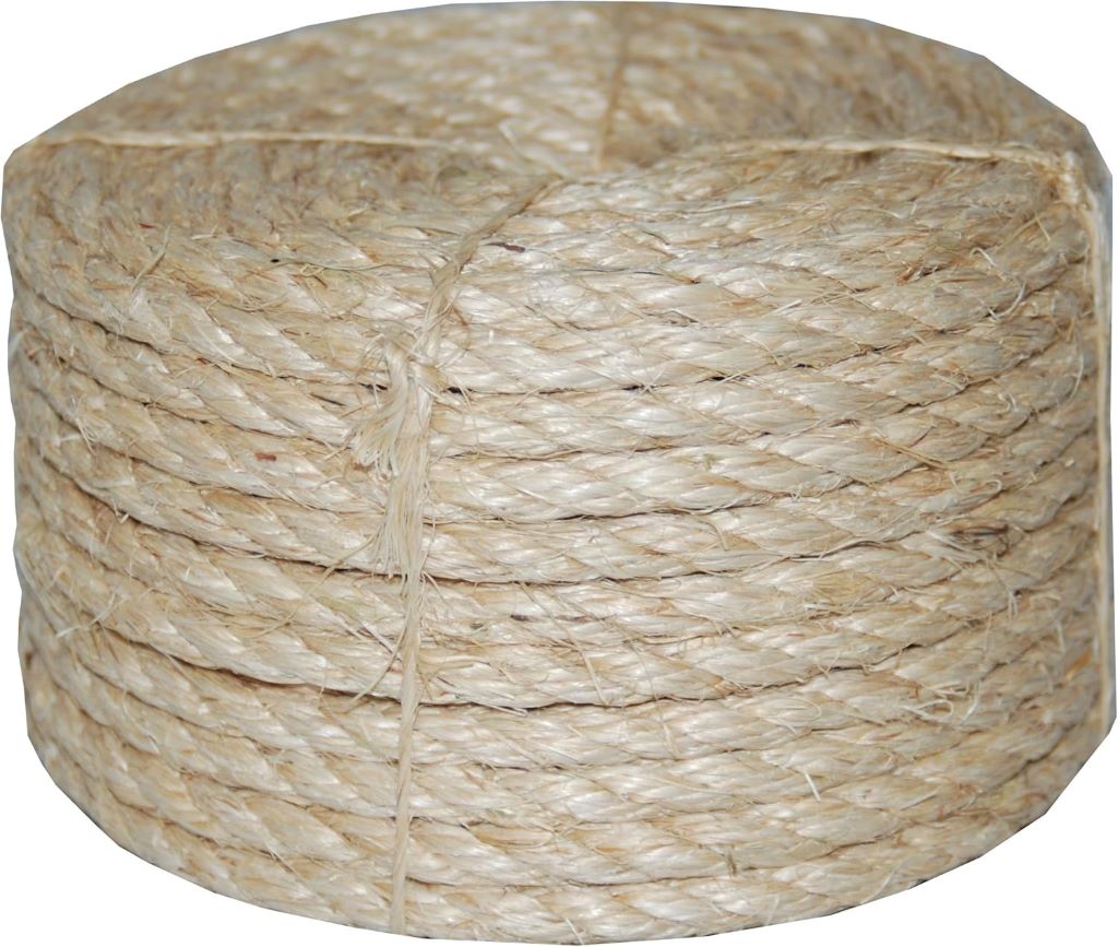 T.W. Evans Cordage 3/8-Inch x 100ft twisted sisal rope in tan color