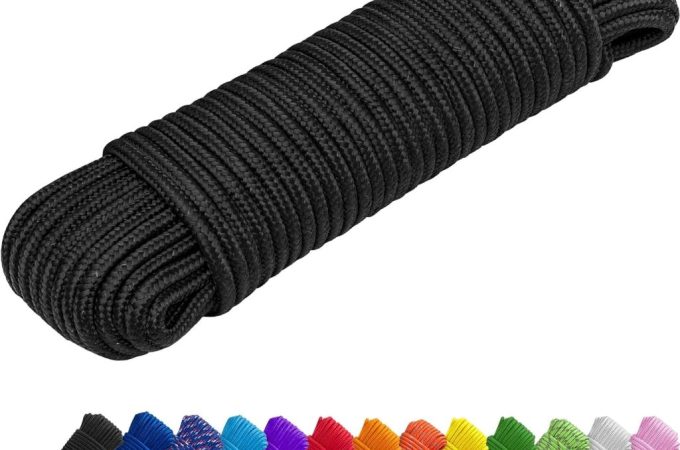 TECEUM 1000lb utility rope in black, durable diamond-braided cord for outdoor and indoor use