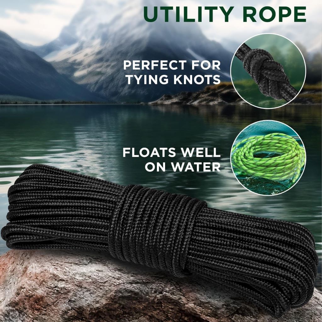 Close-up of strong TECEUM polypropylene nylon rope, lightweight and versatile