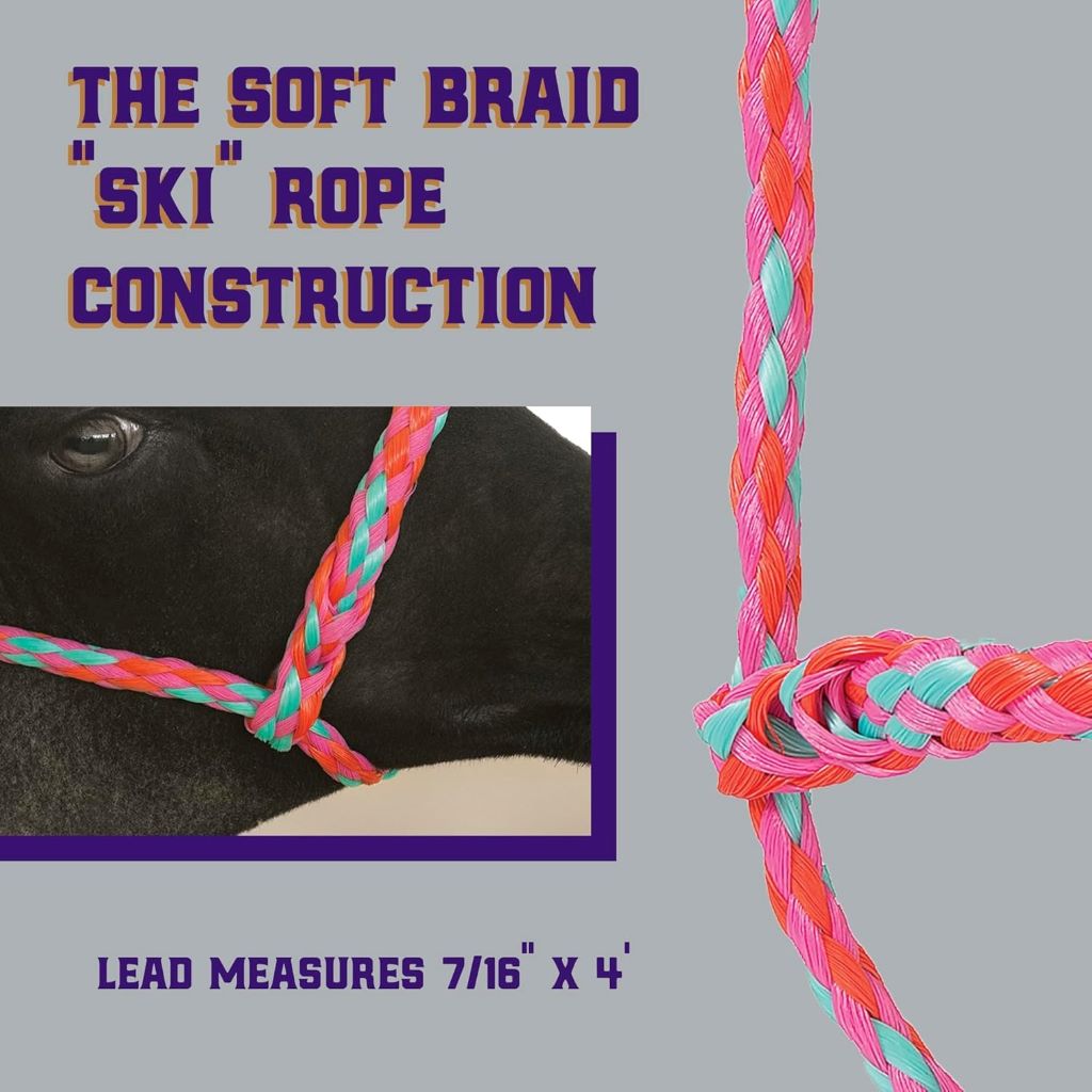 Durable poly rope sheep halter for lambs, goats, and livestock show training