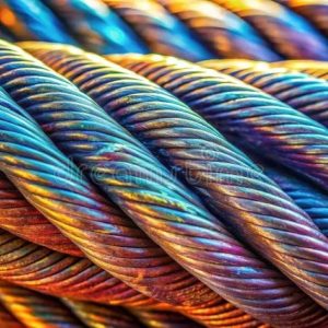 Close-up of a heavy-duty industrial rope supporting a load, highlighting strength and durability in workplace operations