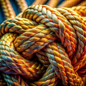 A close-up of durable ropes coiled neatly, symbolizing strength and traditional craftsmanship
