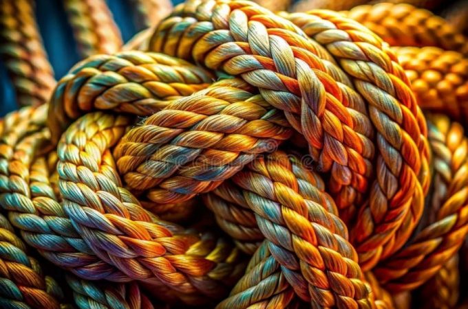 A close-up of durable ropes coiled neatly, symbolizing strength and traditional craftsmanship
