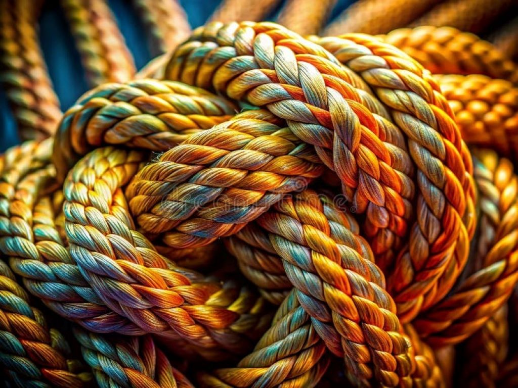 A close-up of durable ropes coiled neatly, symbolizing strength and traditional craftsmanship
