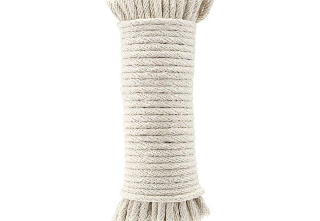Amazon Basics natural cotton braided rope, 50ft, ideal for DIY, crafts, and indoor/outdoor projects.