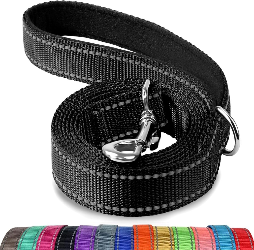 Joytale 6FT heavy duty dog leash with reflective nylon and padded handle for large dogs