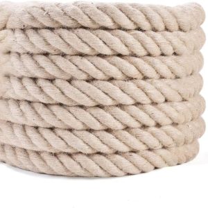 LZ.MZXU 1-inch natural jute rope, heavy-duty 900 LB, ideal for crafts and DIY projects.