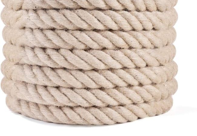 LZ.MZXU 1-inch natural jute rope, heavy-duty 900 LB, ideal for crafts and DIY projects.