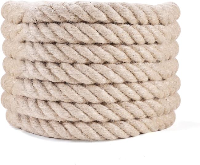 LZ.MZXU 1-inch natural jute rope, heavy-duty 900 LB, ideal for crafts and DIY projects.