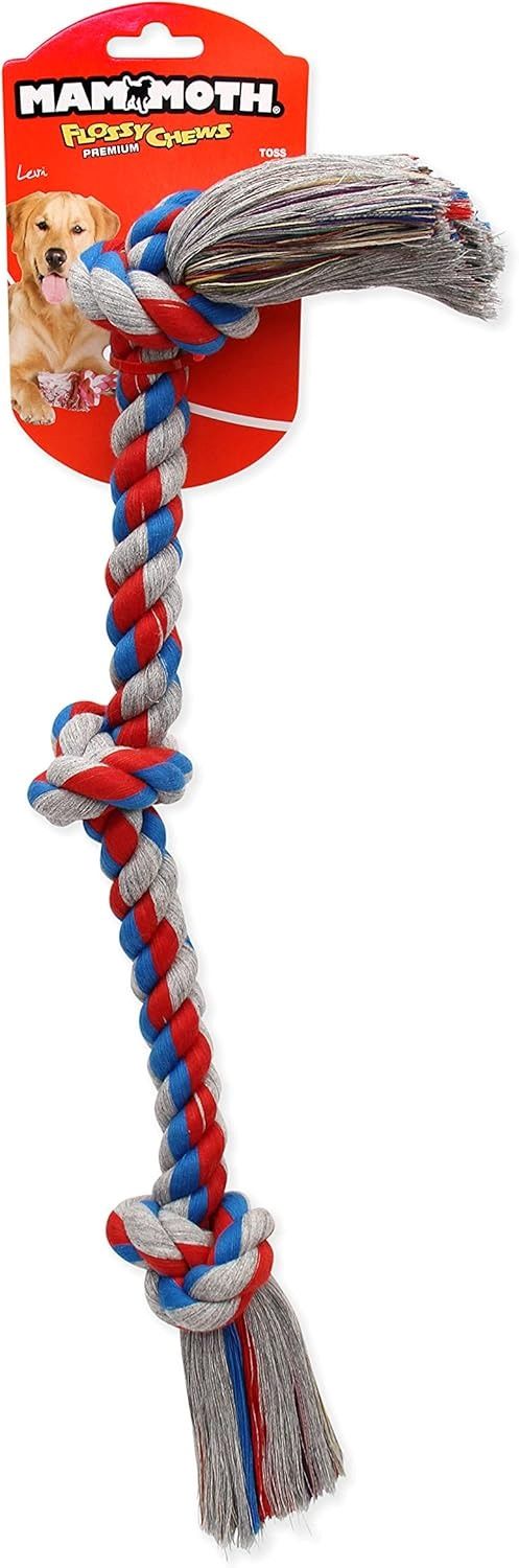 Mammoth Flossy Chews Rope Tug toy made of durable cotton-poly for dogs