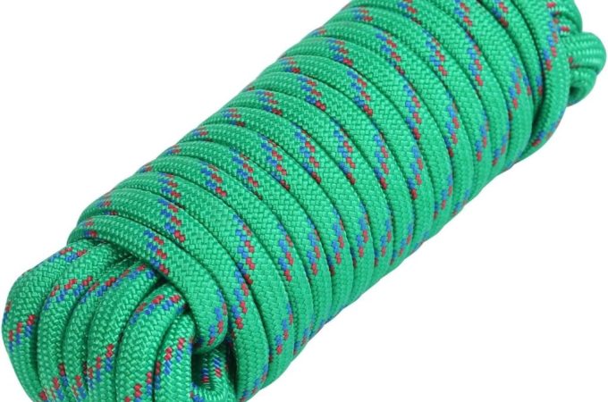 MaxxHaul 50227 3/8-inch x 50-ft diamond braided rope in multicolor, strong and weather-resistant